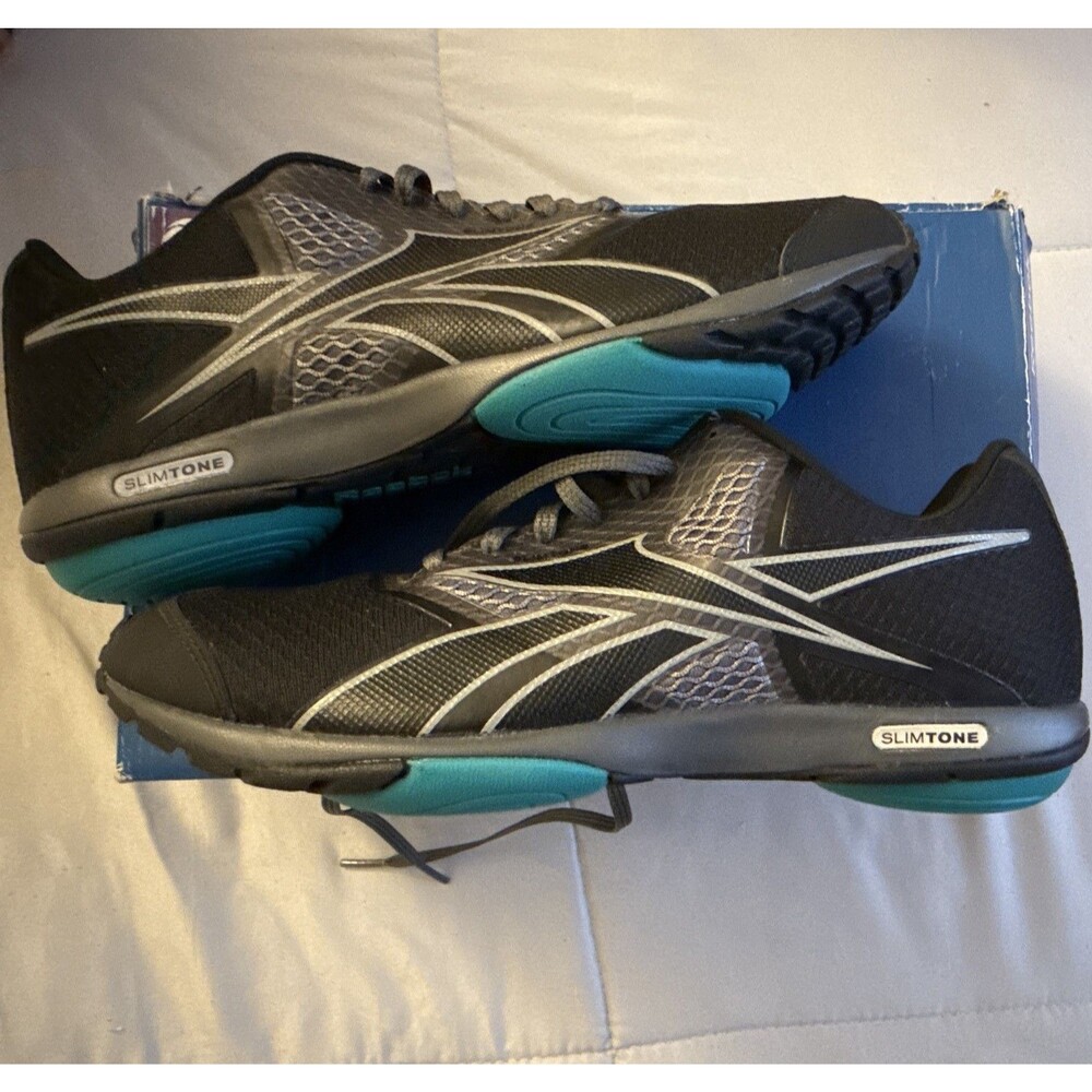 Reebok Slimtone Edge Women’s 8 Sneakers Black/Teal/White J84595 lightweight